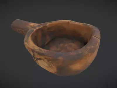 Rustic Wooden Cup 2 Low-poly 3D model