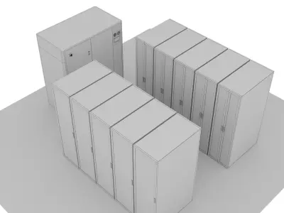 Lowpoly Data Center Server Room  Visualization Scene Low-poly 3D model
