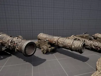 Pirate Cannons Low-poly 3D model