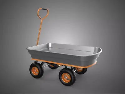 GARDEN POLY DECK UTILITY TROLLEY CART TRAILER WAGON FOUR 4 WHEEL 3D model