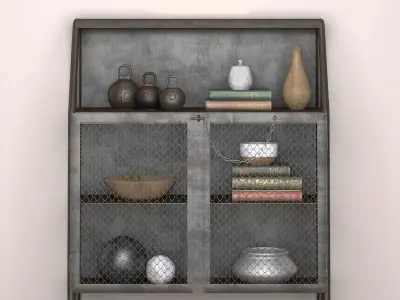 Vintage French Factory Bar Cart 3D model