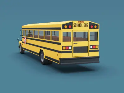 Cartoon Stylized School Bus Classic Low-poly 3D model