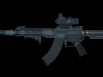 AR 15 Buffer Tube Low-poly 3D model