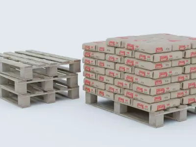 Cement Bags on Pallet Low-poly 3D model purchase