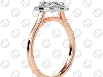 Ring 186 Oval Shape Cathedral Halo with Gems 3D print model