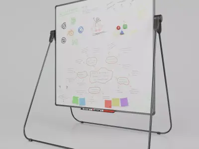 Customizable U-Stand Whiteboard Square Writing Board Low-poly 3D model