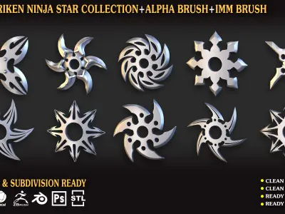 Shuriken Ninja Star CollectionVol 03 Low-poly 3D model