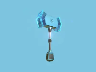 Medieval War Hammer 08 Crystal Elemental - Fantasy Weaponry Low-poly 3D model