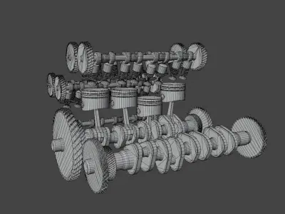 Engine Parts Low-poly 3D model