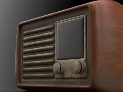Vintage Radio Model Low-poly 3D model