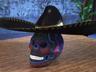 Dark Mariachi Skull 3D model