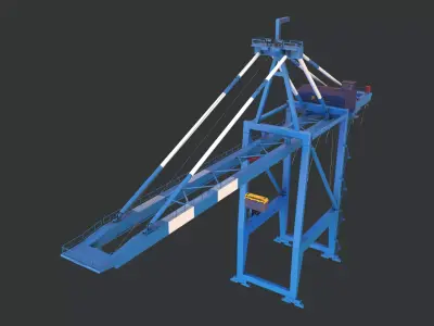 PBR Quayside Container Crane Version 1 - Blue White Low-poly 3D model