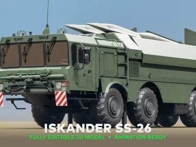 Iskander SS-26 - Military Vehicle Low-poly 3D model