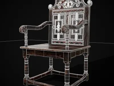 Antique Carved Chair Low-poly 3D model purchase