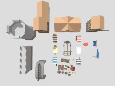  Low Poly Medieval Castle Pack 3D model