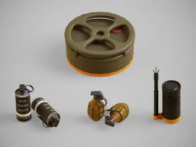 WW2 Grenades and explosives 3 FACTIONS 3D Model Collection
