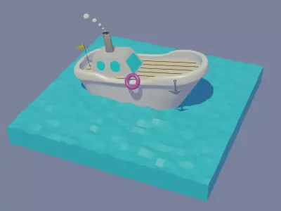 Low Poly Game Ready Boat 3D model