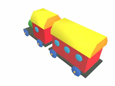 Cartoon train low poly Low-poly 3D model