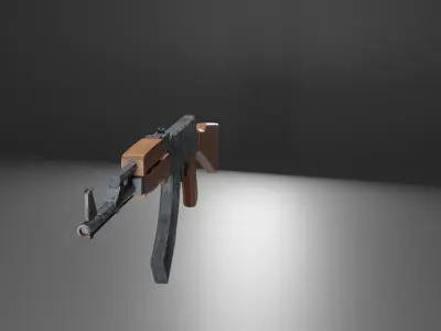 AK47 weapon Low Poly  Low-poly 3D model