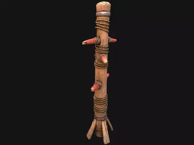 Wooden Medieval Military Combat Training Dummy Tournament Low-poly 3D model