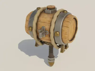 Barrel Hammer Low-poly 3D model