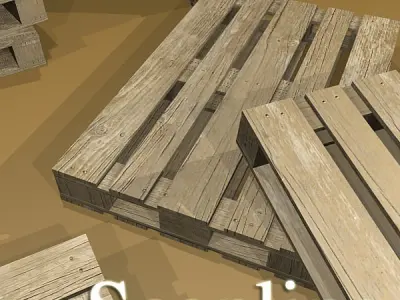 Rusty Metal Drums and Pallet High Res 3D model