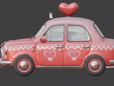 Stylized 3D Valentine Taxi Model Low-poly 3D model