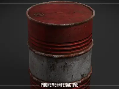 Gallon Drum - Game Ready Prop with Clean - Damaged Versions Free low-poly 3D model