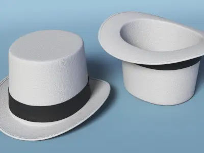 Classic Top Hat on Male Head White 3D model