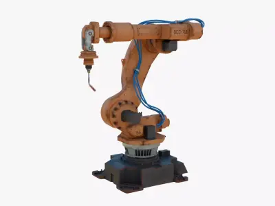 Industrial Welding Robot Orange Rusty Low-poly 3D model