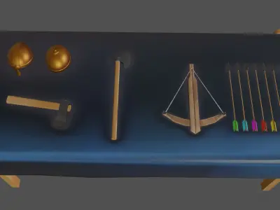 Stylized medieval weapons market Low-poly 3D model