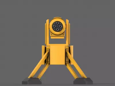 PBR Turret Gun 04 Yellow Low-poly 3D model