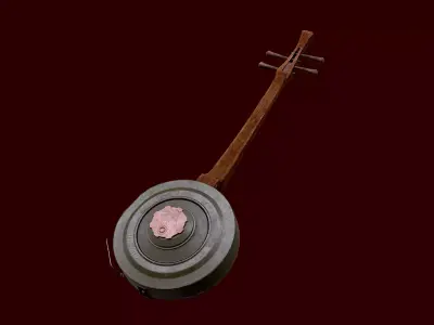 Banjo made from a mine Low-poly 3D model