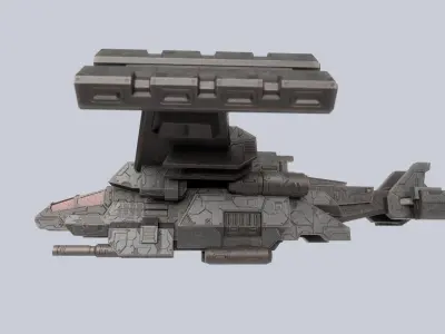 Spaceship Low-poly 3D model 12