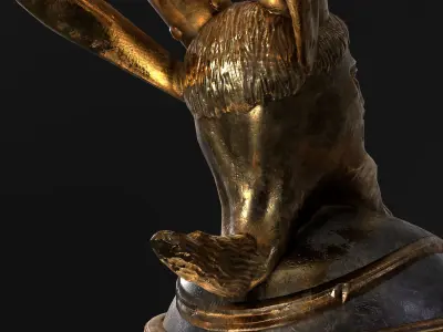 Medieval War Helmet with Goat Design Low-poly 3D model