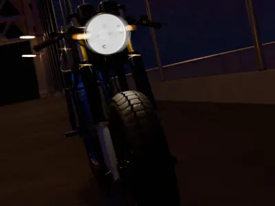 ELECTRIC RETRO BIKE MODEL WITH FULL SCENE  3D model