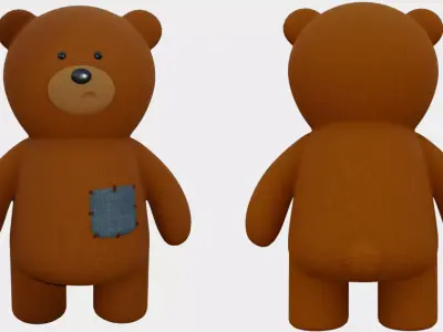 Toy Bear with PBR material Low poly Low-poly 3D model
