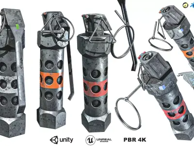 Flash Grenade 3 Pack Low-poly 3D model