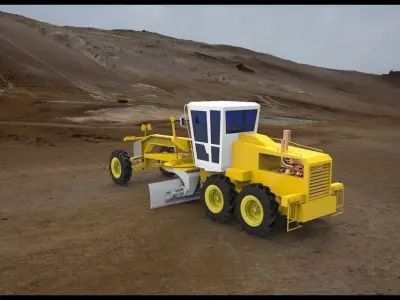 Motoniveladora bulldozer in desert Free 3D model