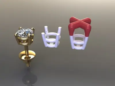4-Prong Solitaire Earring 4MM 3D print model