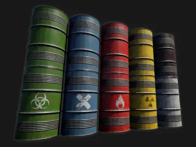 Low-poly PBR Metal Barrel Low-poly 3D model