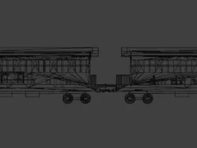 Pack 2  4 wagons passagers  anims Low-poly 3D model