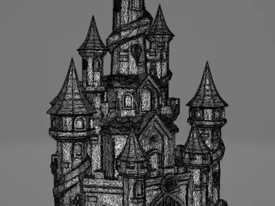 Mystical castle 4 Low-poly 3D model
