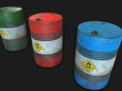 Fuel Barrels Low-poly 3D model