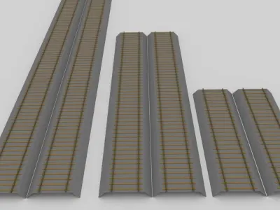 3D Model of 6 Pieces of Straight Track Free 3D model