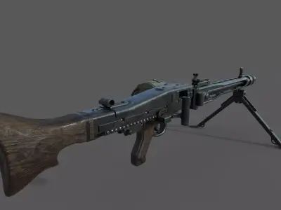 MG-42 world war ii machine gun Low-poly 3D model