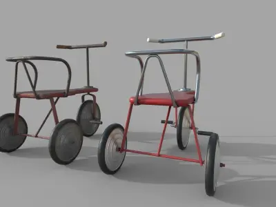 Retro bike Low-poly 3D model