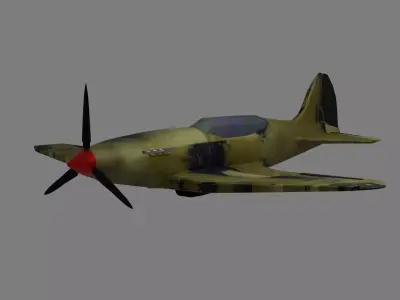 Low Poly Mig-3 fighter plane with propellers Free low-poly 3D model