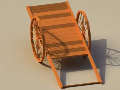 Low Poly Wooden Cart Low-poly 3D model