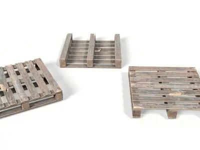 Wood Pallet Low-poly 3D model 2